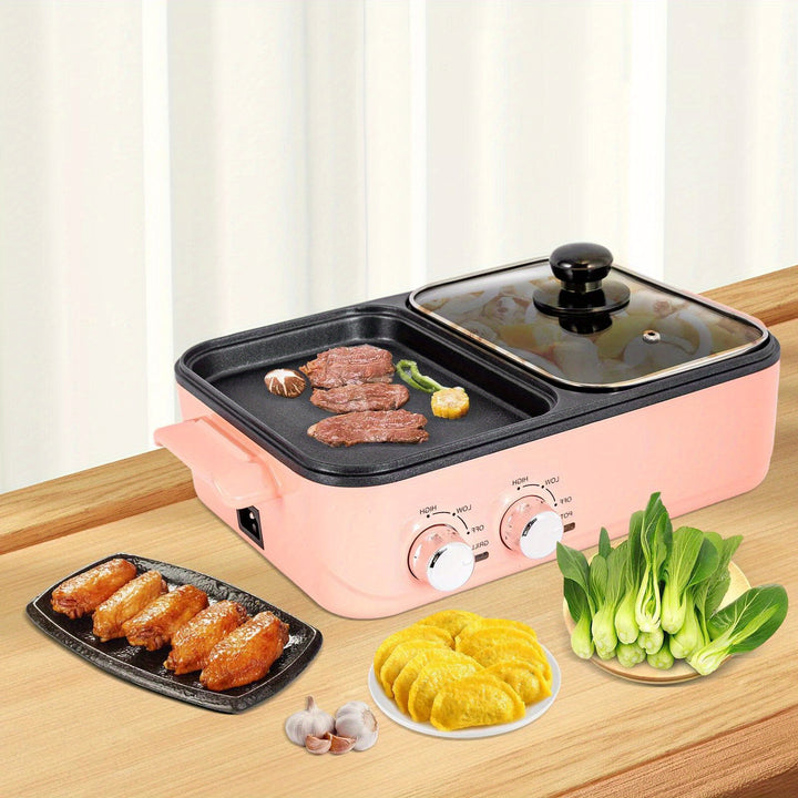 2in1 Electric Hot Pot 1500W Non-Stick Korean BBQ Plate Pan Shabu Grill Barbecue - Total Trends Fusion