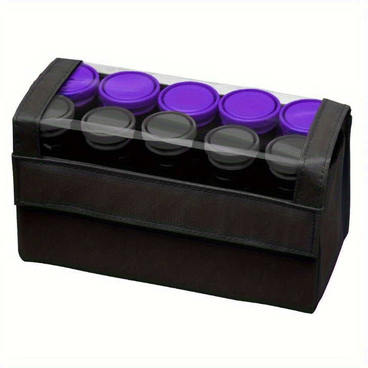 Travel Size Professional 1.25" Compact Ceramic Hot Hair Rollers, 10 Piece Set, Anti-Static Technology, Ionic, Black - Total Trends Fusion