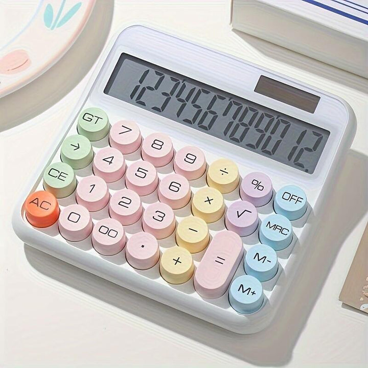 High-Precision 12-bit Desktop Calculator - Large Display, Big Buttons for Easy Use - Perfect for Students & Office Work It works without batteries - Total Trends Fusion