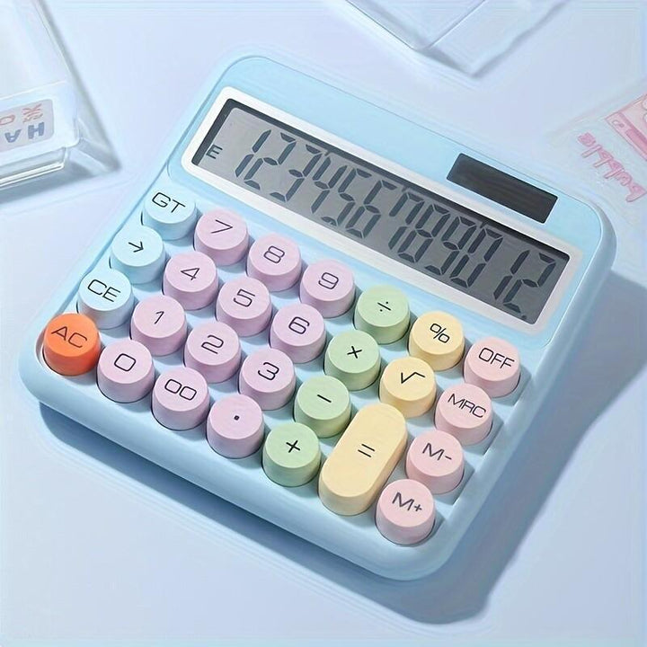 High-Precision 12-bit Desktop Calculator - Large Display, Big Buttons for Easy Use - Perfect for Students & Office Work It works without batteries - Total Trends Fusion