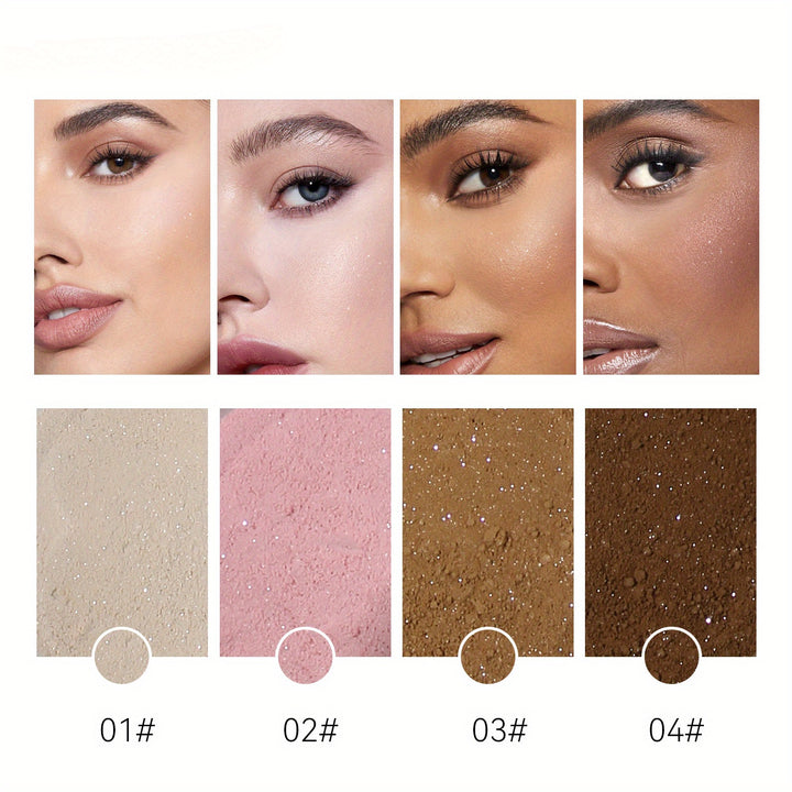2PCS Setting Powder, Shimmer Finishing Powder Oil Control for Long Lasting Makeup, Lightweight Loose Powder Waterproof Makes Skin Downy, Blurring Powder for All Skin Tones, 6 colors, pink