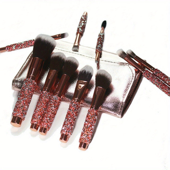 10Pcs Kabuki Makeup Brushes Tools Powder Foundation Face Lip Pencil Brush & Bag - Total Trends Fusion