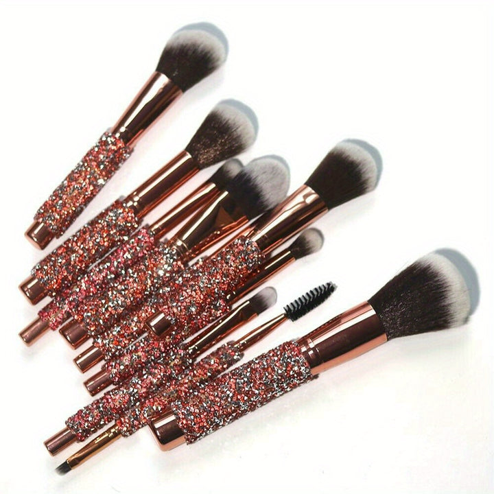 10Pcs Kabuki Makeup Brushes Tools Powder Foundation Face Lip Pencil Brush & Bag - Total Trends Fusion