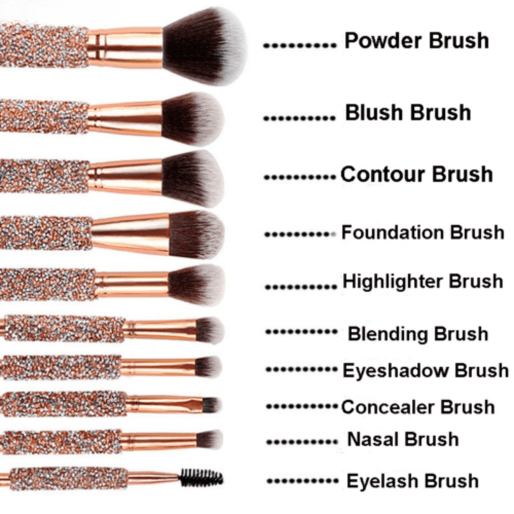 10Pcs Kabuki Makeup Brushes Tools Powder Foundation Face Lip Pencil Brush & Bag - Total Trends Fusion