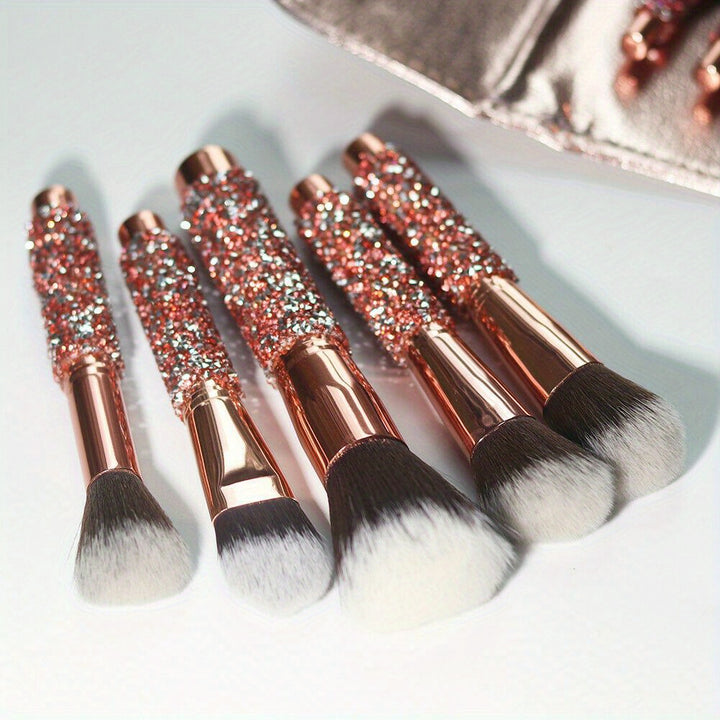10Pcs Kabuki Makeup Brushes Tools Powder Foundation Face Lip Pencil Brush & Bag