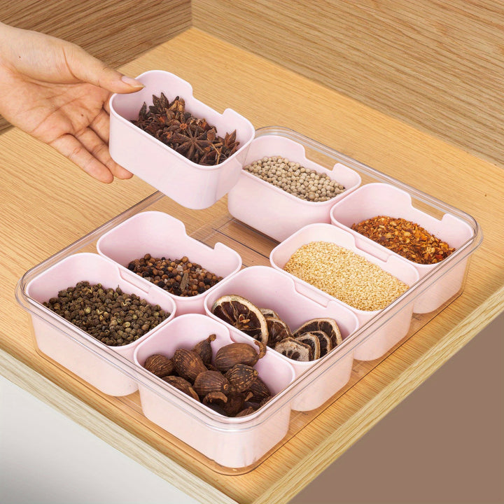 Divided Snack Serving Tray with Lid and Handle Travel Snackle Charcuterie Container Portable Storage Organizer for Candy, Fruits, Nuts, Snacks, Party, Picnic (1pack, Pink) - Total Trends Fusion