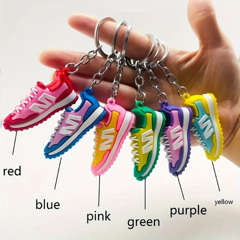 6 Mini Sneaker Keychain Pendants Fashion Creative Keychain Accessories For car keys, backpacks, wallets - in a variety of colors - Total Trends Fusion