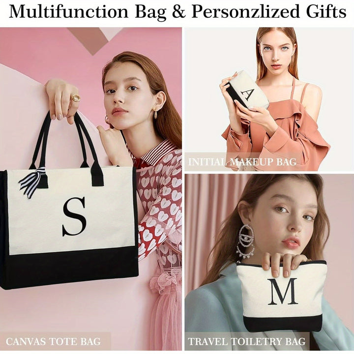 3-Piece Polyester Tote Bag With Makeup Bag, Perfect Gift For Friends, Family, And Teachers - Total Trends Fusion