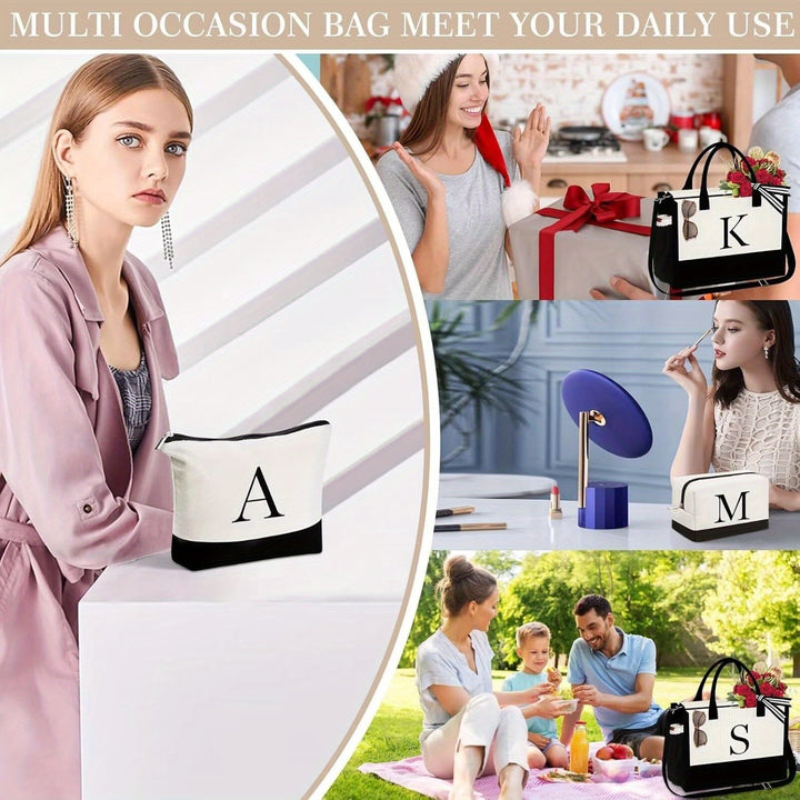 3-Piece Polyester Tote Bag With Makeup Bag, Perfect Gift For Friends, Family, And Teachers - Total Trends Fusion