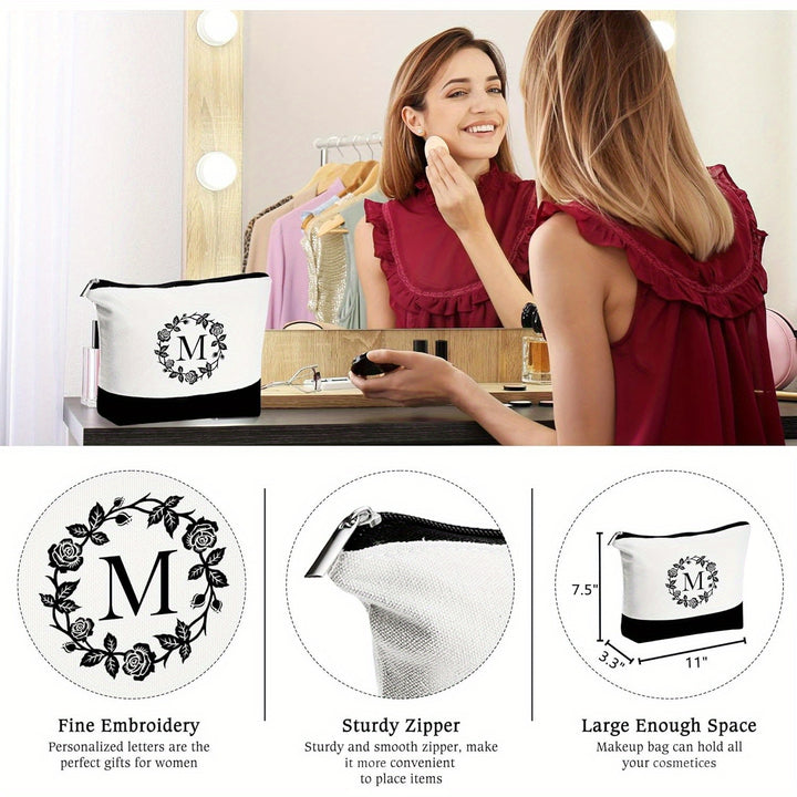 Personalized Canvas Tote Bag for Women, Monogram Z Tote Bag with Makeup Bag Unique Friend Gifts for Women Mom Birthday Gifts for Women Bridesmaid Teacher Gifts Hostess Aunt Wife Sister Gifts - Total Trends Fusion