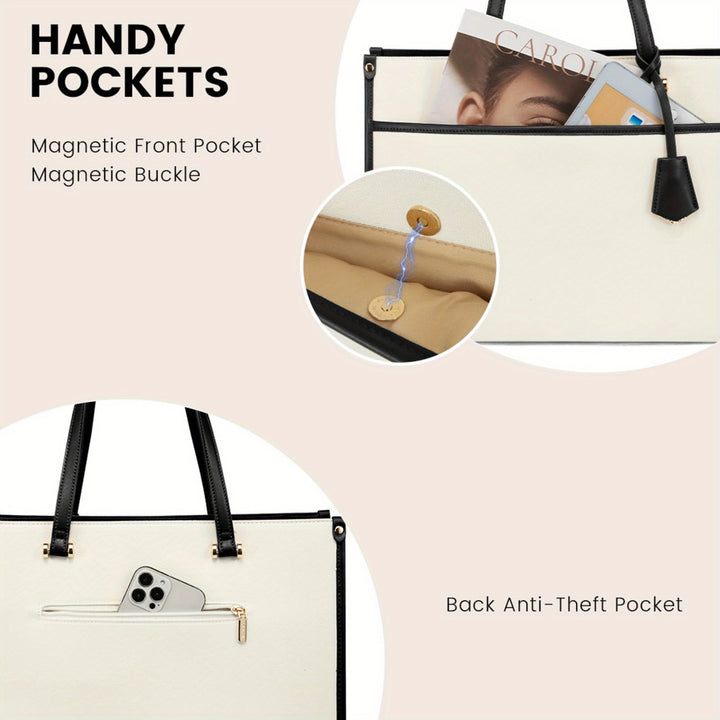 Laptop Bag for Women, Canvas Laptop Tote Bag Work Bag for Women, Professional Computer Bag with Clutch Purse Pendant, Office Business Briefcase for Travel Teacher College - Total Trends Fusion