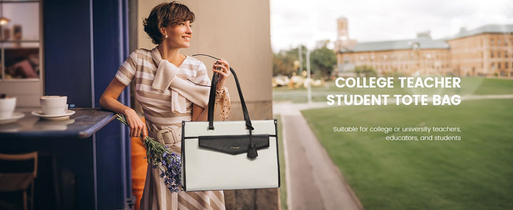 Laptop Bag for Women, Canvas Laptop Tote Bag Work Bag for Women, Professional Computer Bag with Clutch Purse Pendant, Office Business Briefcase for Travel Teacher College