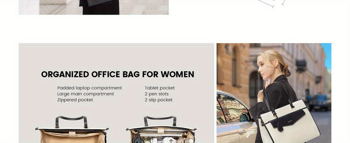 Laptop Bag for Women, Canvas Laptop Tote Bag Work Bag for Women, Professional Computer Bag with Clutch Purse Pendant, Office Business Briefcase for Travel Teacher College