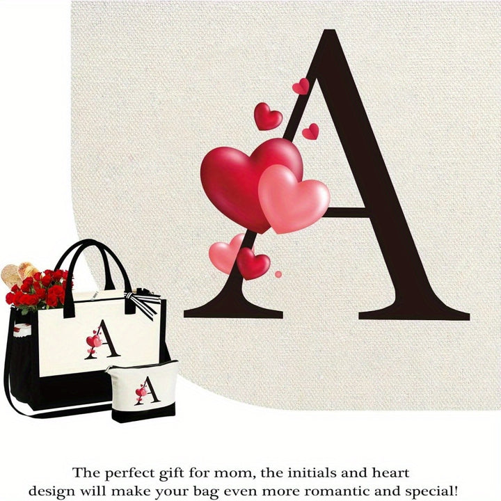 2pcs Tote Bag And Makeup Bag Set With Zip Closure Perfect For Daily Commute And Vacation Travel Use - Total Trends Fusion