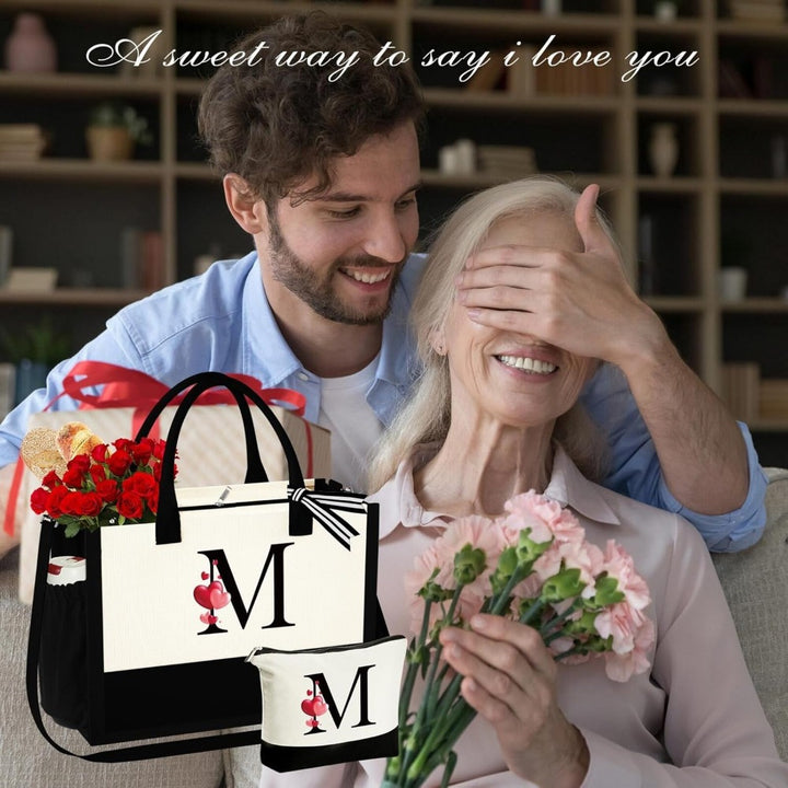 2pcs Tote Bag And Makeup Bag Set With Zip Closure Perfect For Daily Commute And Vacation Travel Use - Total Trends Fusion