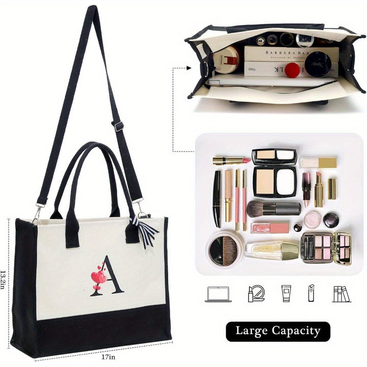 2pcs Tote Bag And Makeup Bag Set With Zip Closure Perfect For Daily Commute And Vacation Travel Use - Total Trends Fusion