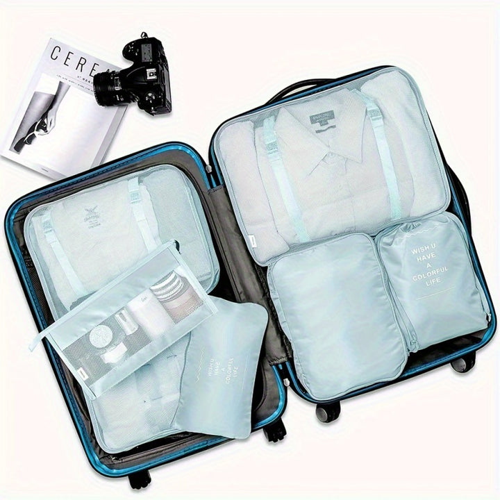 7 Pieces Travel Luggage Packing Storage Box Set, With Wash Bag, Clothing Assorted Storage Bags - Total Trends Fusion