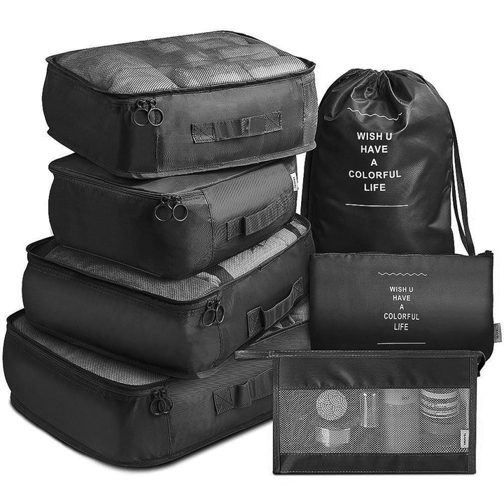 7 Pieces Travel Luggage Packing Storage Box Set, With Wash Bag, Clothing Assorted Storage Bags - Total Trends Fusion