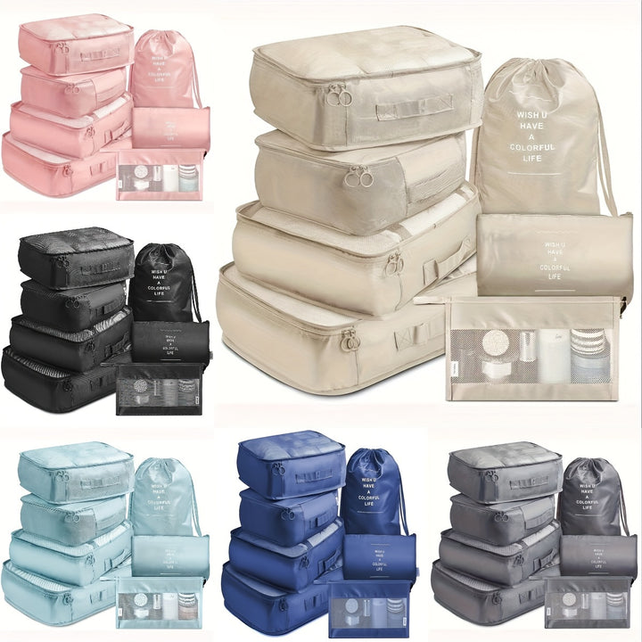 7 Pieces Travel Luggage Packing Storage Box Set, With Wash Bag, Clothing Assorted Storage Bags - Total Trends Fusion