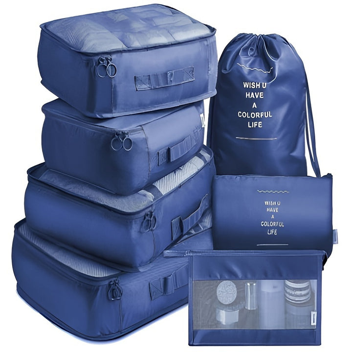 7 Pieces Travel Luggage Packing Storage Box Set, With Wash Bag, Clothing Assorted Storage Bags - Total Trends Fusion