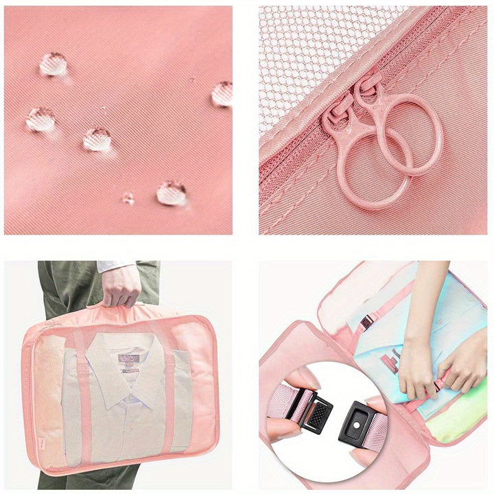 7 Pieces Travel Luggage Packing Storage Box Set, With Wash Bag, Clothing Assorted Storage Bags