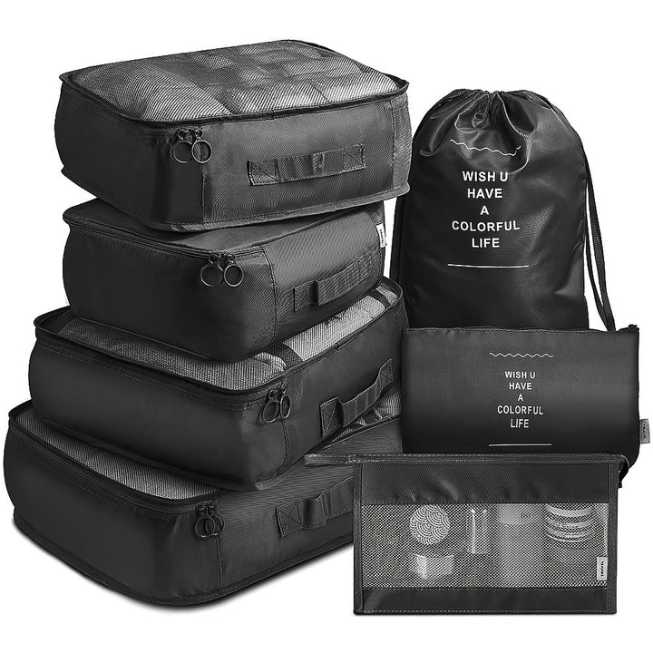 7 Pieces Travel Luggage Packing Storage Box Set, With Wash Bag, Clothing Assorted Storage Bags