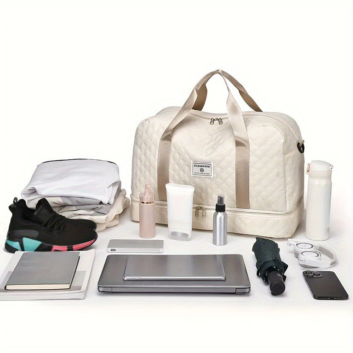Trendy and trendy travel bag, stylish and durable, multi-functional portable travel bag, dry and wet separation, shoe compartment storage, versatile for gym and yoga classes - Total Trends Fusion