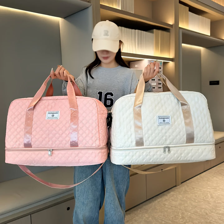 Trendy and trendy travel bag, stylish and durable, multi-functional portable travel bag, dry and wet separation, shoe compartment storage, versatile for gym and yoga classes - Total Trends Fusion