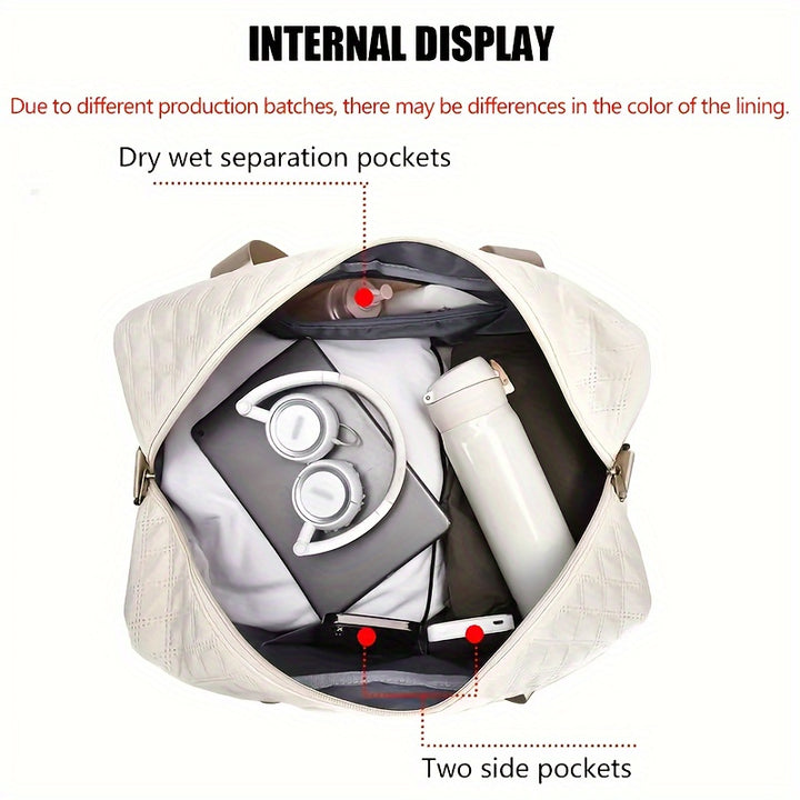 Trendy and trendy travel bag, stylish and durable, multi-functional portable travel bag, dry and wet separation, shoe compartment storage, versatile for gym and yoga classes