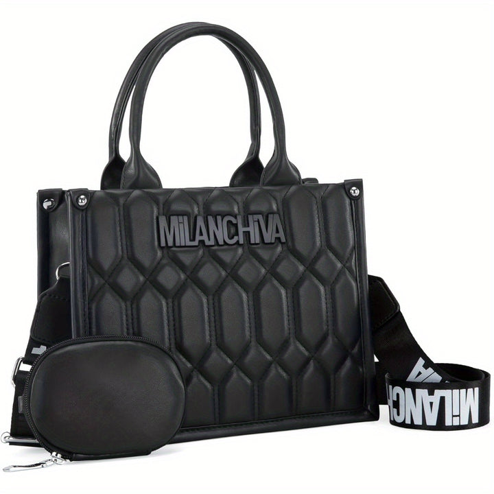 Milan Chiva Quilted Tote Bag for Women Top Handle Handbags with Coin Pouch - Total Trends Fusion