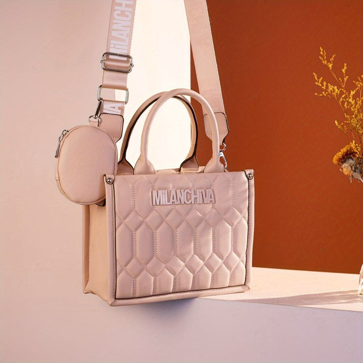 Milan Chiva Quilted Tote Bag for Women Top Handle Handbags with Coin Pouch