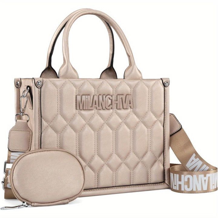 Milan Chiva Quilted Tote Bag for Women Top Handle Handbags with Coin Pouch - Total Trends Fusion