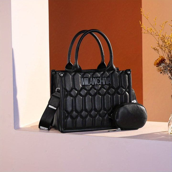 Milan Chiva Quilted Tote Bag for Women Top Handle Handbags with Coin Pouch - Total Trends Fusion