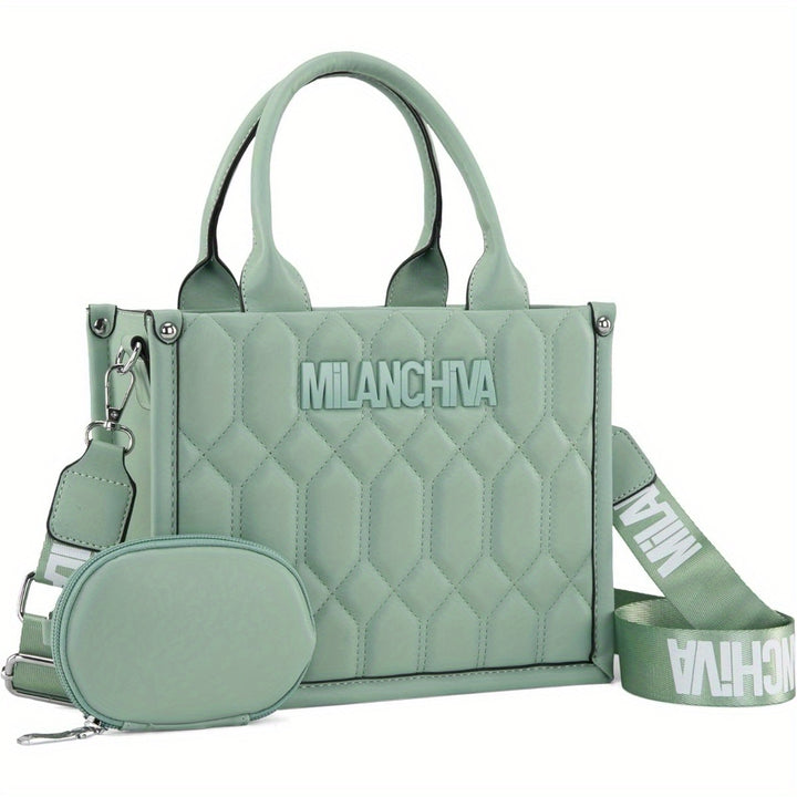 Milan Chiva Quilted Tote Bag for Women Top Handle Handbags with Coin Pouch - Total Trends Fusion