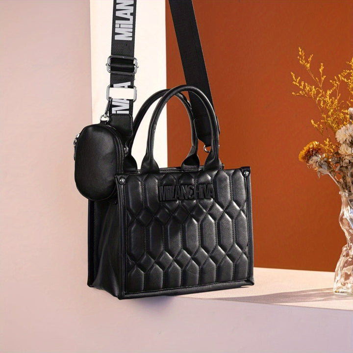 Milan Chiva Quilted Tote Bag for Women Top Handle Handbags with Coin Pouch