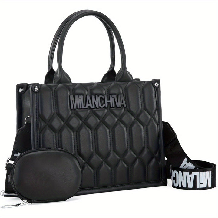 Milan Chiva Quilted Tote Bag for Women Top Handle Handbags with Coin Pouch - Total Trends Fusion
