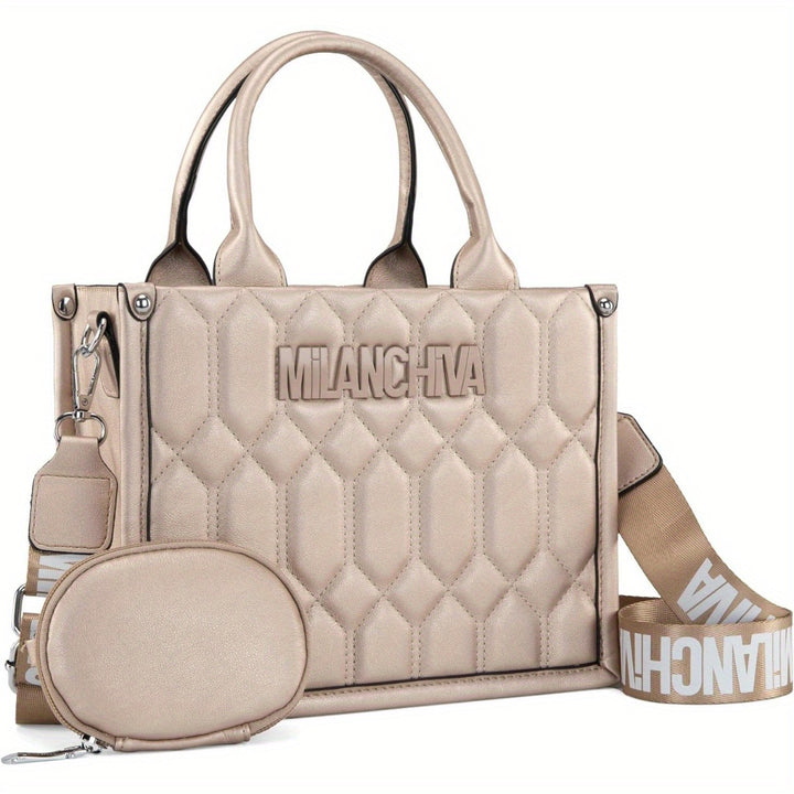 Milan Chiva Quilted Tote Bag for Women Top Handle Handbags with Coin Pouch - Total Trends Fusion