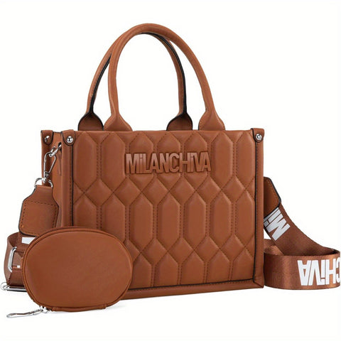 Milan Chiva Quilted Tote Bag for Women Top Handle Handbags with Coin Pouch - Total Trends Fusion
