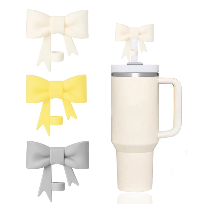 3-Pack Bow-Shaped Silicone Straw Topper Covers, Compatible with 30 & 40 oz Tumbler Lids, Reusable Sip Cup Lid Accessories for 0.4 Inch/10mm Straws - Total Trends Fusion