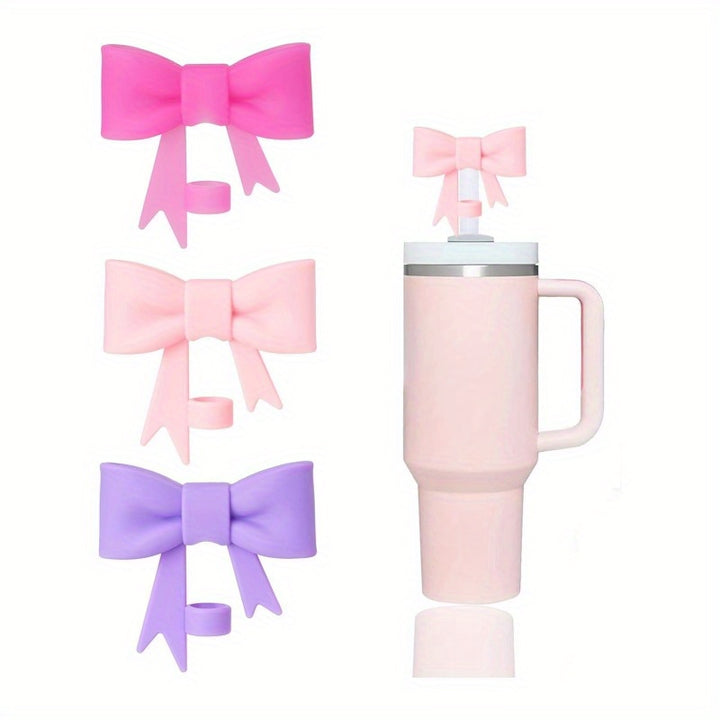 3-Pack Bow-Shaped Silicone Straw Topper Covers, Compatible with 30 & 40 oz Tumbler Lids, Reusable Sip Cup Lid Accessories for 0.4 Inch/10mm Straws - Total Trends Fusion