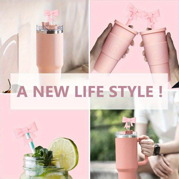 3-Pack Bow-Shaped Silicone Straw Topper Covers, Compatible with 30 & 40 oz Tumbler Lids, Reusable Sip Cup Lid Accessories for 0.4 Inch/10mm Straws - Total Trends Fusion