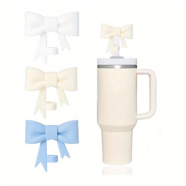 3-Pack Bow-Shaped Silicone Straw Topper Covers, Compatible with 30 & 40 oz Tumbler Lids, Reusable Sip Cup Lid Accessories for 0.4 Inch/10mm Straws - Total Trends Fusion