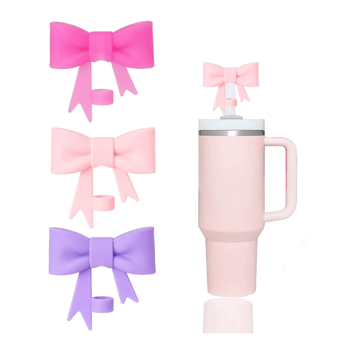 3-Pack Bow-Shaped Silicone Straw Topper Covers, Compatible with 30 & 40 oz Tumbler Lids, Reusable Sip Cup Lid Accessories for 0.4 Inch/10mm Straws - Total Trends Fusion