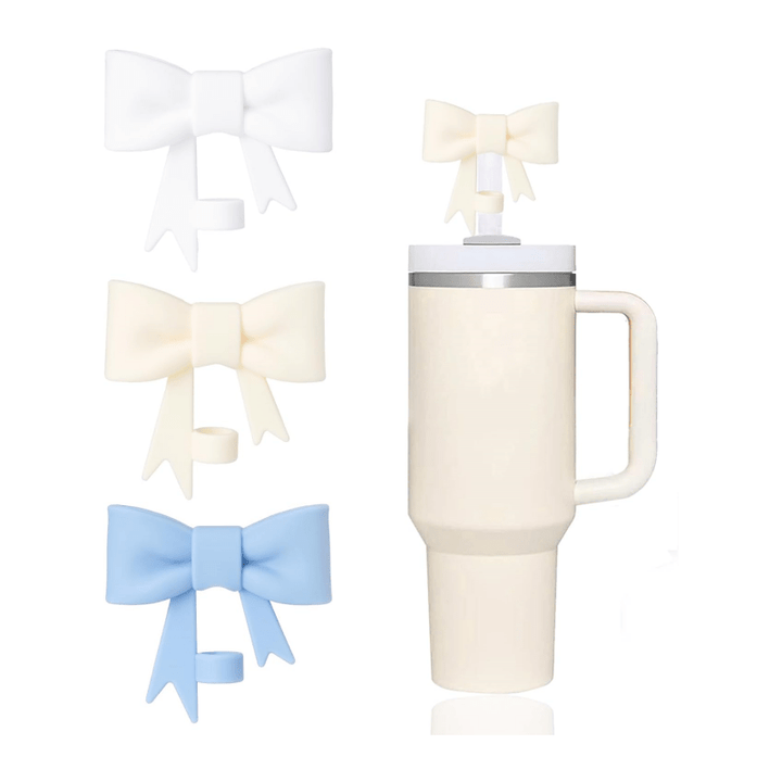 3-Pack Bow-Shaped Silicone Straw Topper Covers, Compatible with 30 & 40 oz Tumbler Lids, Reusable Sip Cup Lid Accessories for 0.4 Inch/10mm Straws - Total Trends Fusion