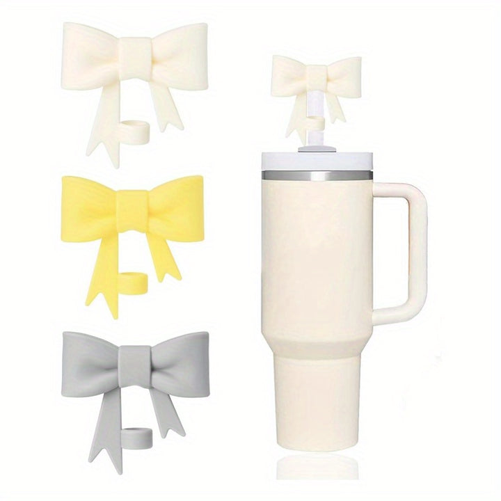 3-Pack Bow-Shaped Silicone Straw Topper Covers, Compatible with 30 & 40 oz Tumbler Lids, Reusable Sip Cup Lid Accessories for 0.4 Inch/10mm Straws - Total Trends Fusion