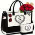 Gifts for Women - Initial Canvas Beach Tote Bag & Makeup Bag Best Friend Birthday Gifts Graduation Gifts for Her - Total Trends Fusion