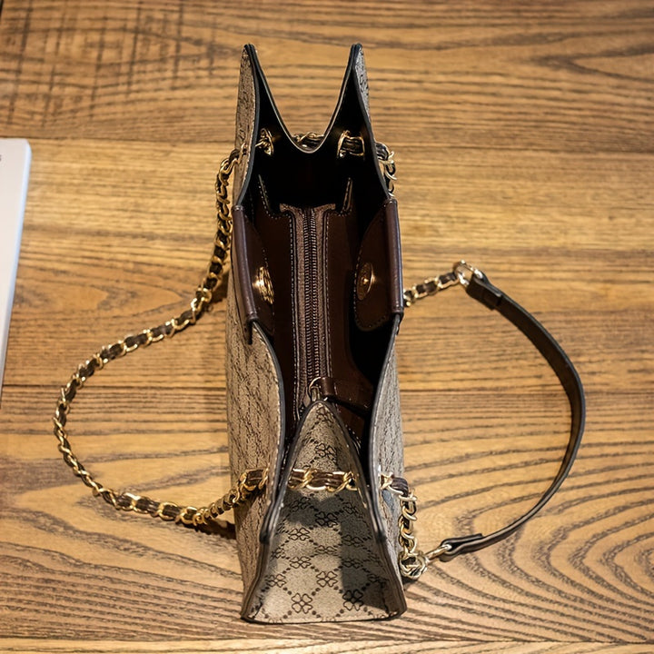 Vintage Chic Small Shoulder Bag - Fashionable Retro Printed Chain Tote Handbag for Women - Classic, Stylish, and Spacious Purse with Adjustable Strap - Total Trends Fusion