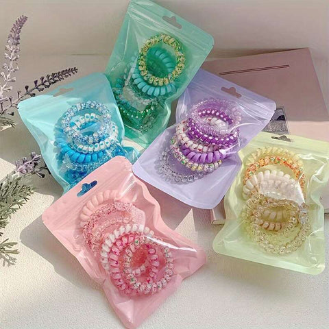 30pcs Vibrant Colorful Telephone Wire Hair Ties - Soft, Gentle, Versatile Hair Accessories for Girls - Perfect Small Gift Idea for Birthday, Party, or Daily Use - Total Trends Fusion