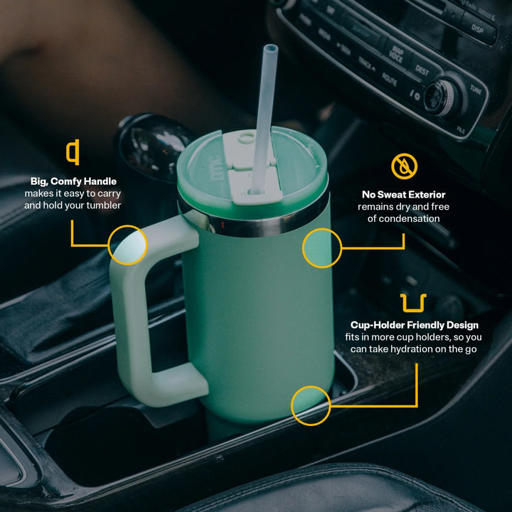 30 oz Ceramic Lined Road Trip Tumbler - Leak-Resistant Straw Lid, Dust-Resistant, Glittery, Insulated, and Perfect for On-The-Go Beverages - Total Trends Fusion