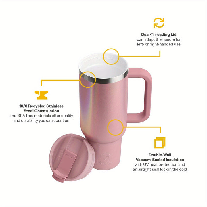 30 oz Ceramic Lined Road Trip Tumbler - Leak-Resistant Straw Lid, Dust-Resistant, Glittery, Insulated, and Perfect for On-The-Go Beverages - Total Trends Fusion